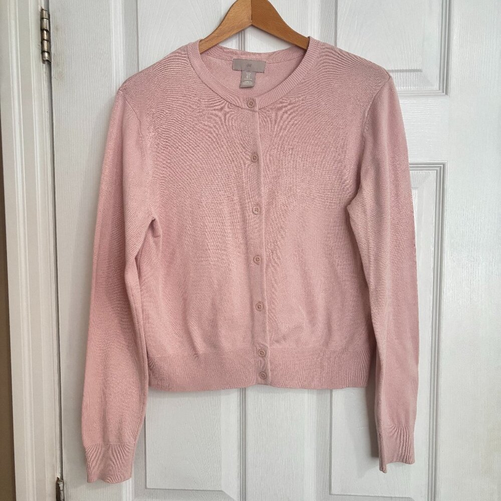 H&M Pink Button-up Sweater Cardigan in Size M